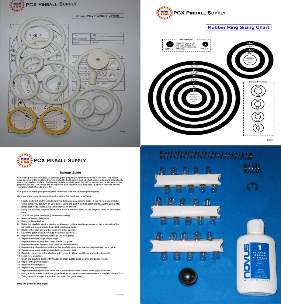 1978 Bally Bobby Orr's Power Play Pinball Basic Tune-up Kit - w/Rubber Ring Kit