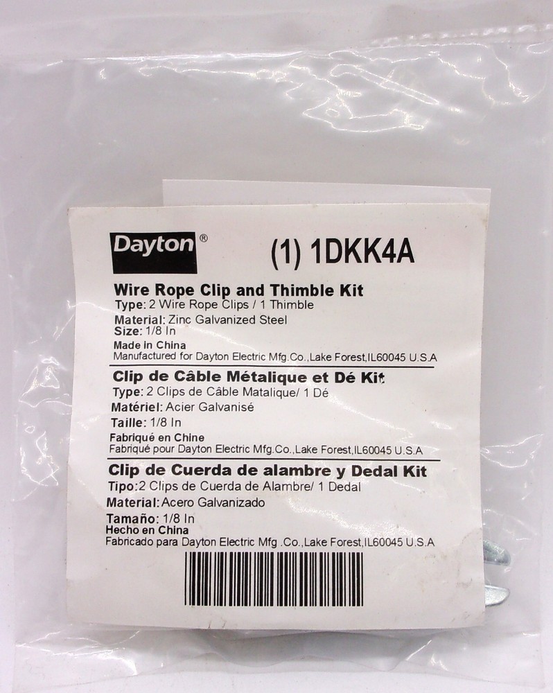 Dayton Wire Rope Clip and Thimble Kit #1DKK4, (5 pack)