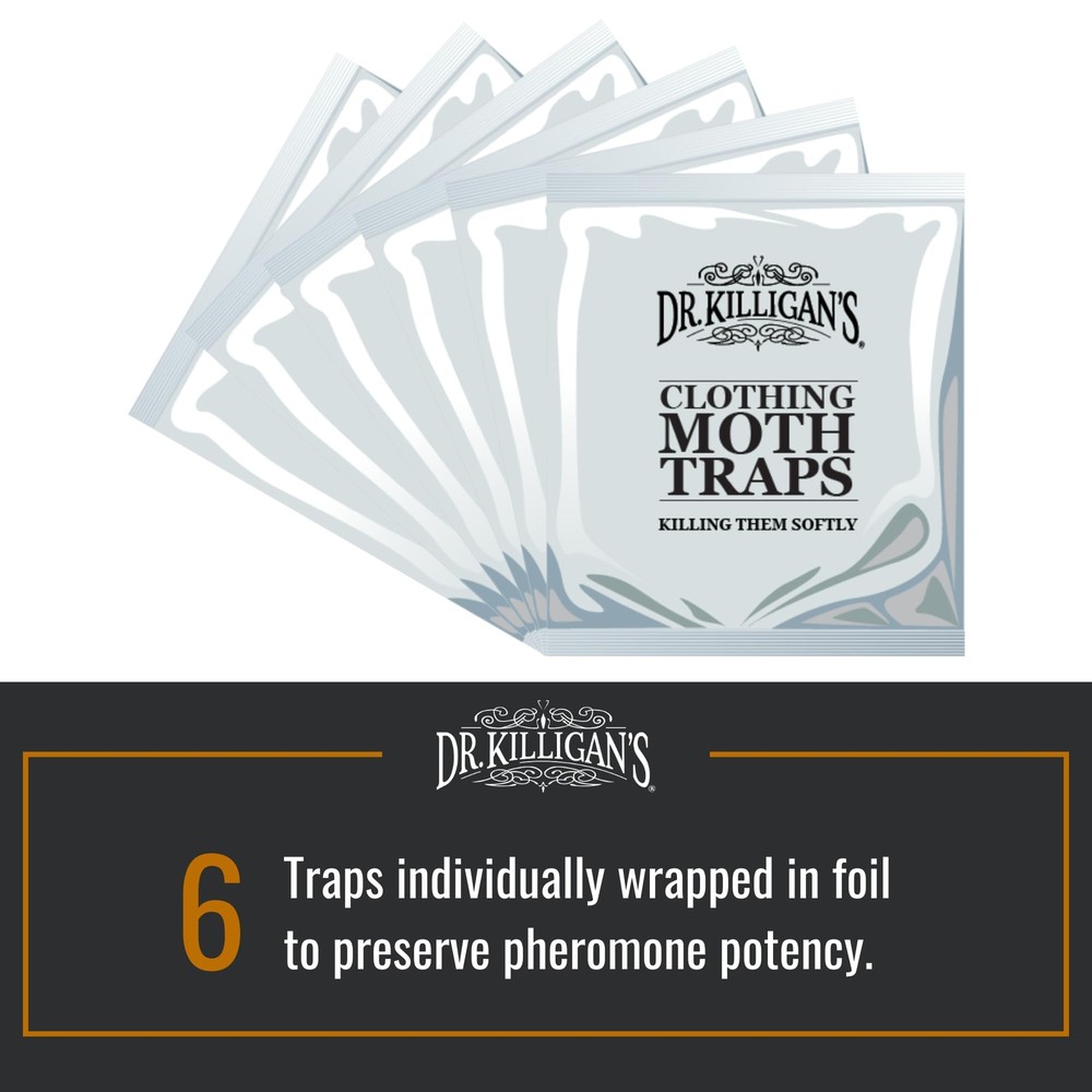 Dr. Killigans Premium Clothing Moth Traps with Pheromones Prime | 6-Pack