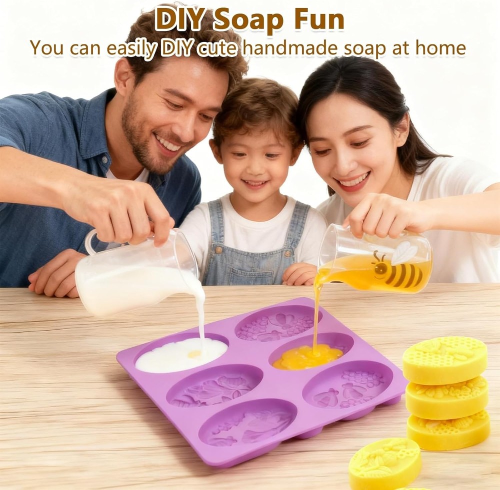 MULTI-PURPOSE SILICONE SOAP AND CRAFT MOLD WITH BEES AND FLOWER PATTERNS