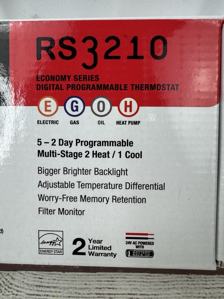 New Robertshaw RS3210 Digital Programmable Thermostat Multi-Stage