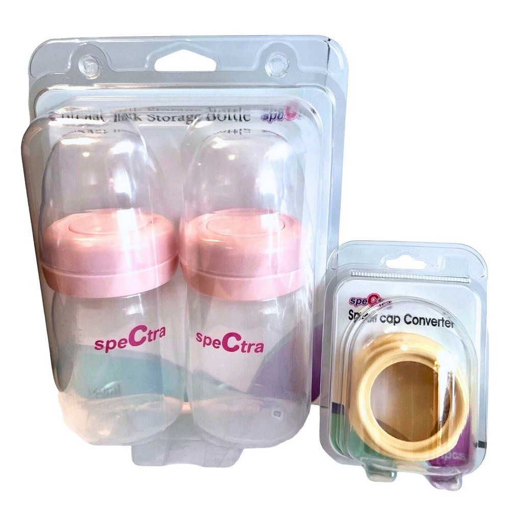 Spectra Breast Milk Storage Bottles 2 pack & Small Cap Converter