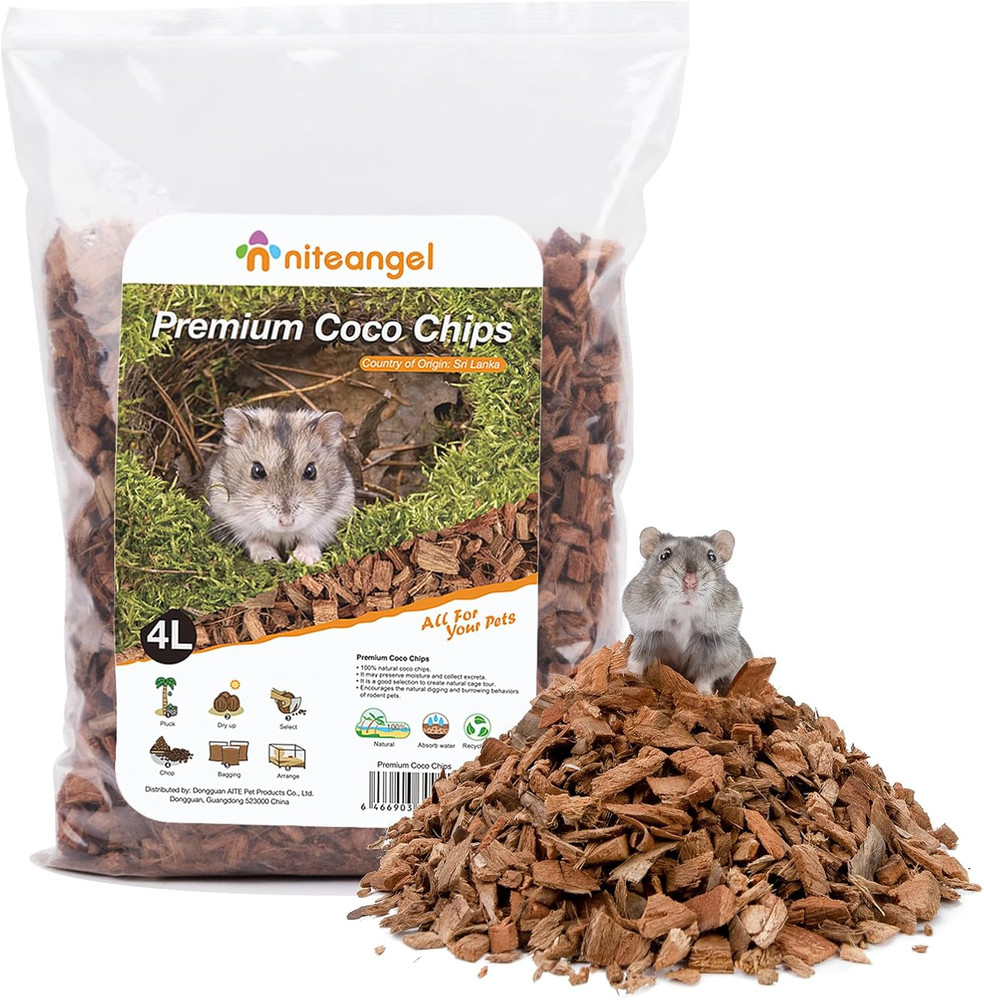 Natural Coco/Cork Hamster Bedding Pet Litter for Dwarf Syrian Hamsters, Gerbils,