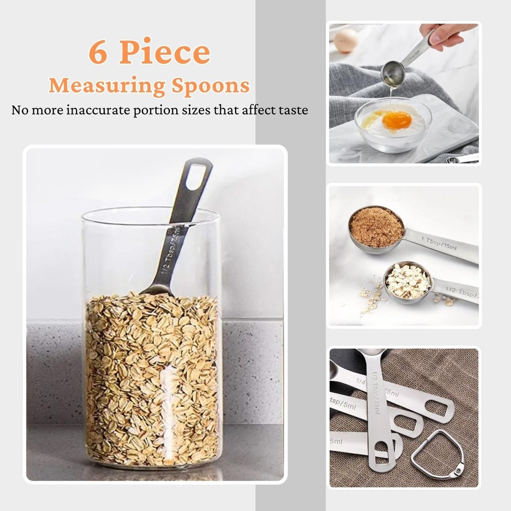 18PCS Measuring Cups and Spoons Set, Include 7 Nesting Measuring Cups, 6 Meas...
