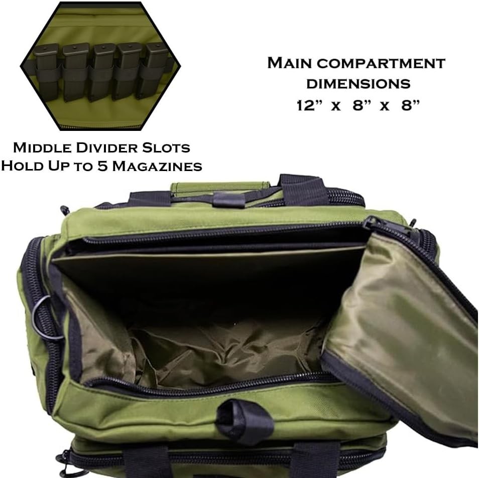 Tactical Range Bag Medium Size Range Bag Shooting Gun Case Handguns Ammo Storage