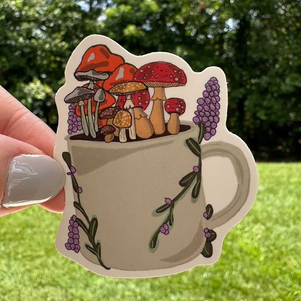 MUSHROOMS fun stickers 50 decals water bottle computer