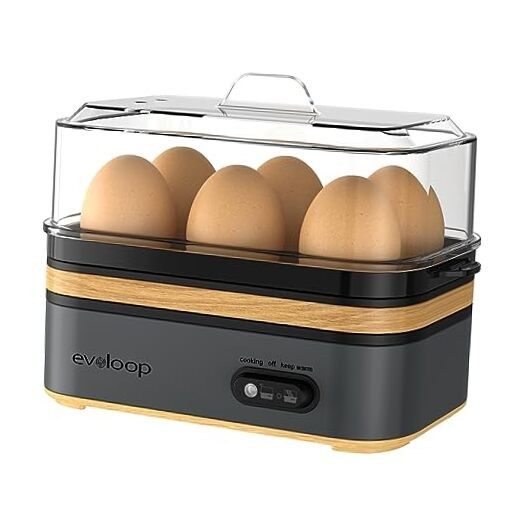 Rapid Egg Cooker Electric 6 Eggs Capacity, Soft, Medium, Hard Boiled, Black