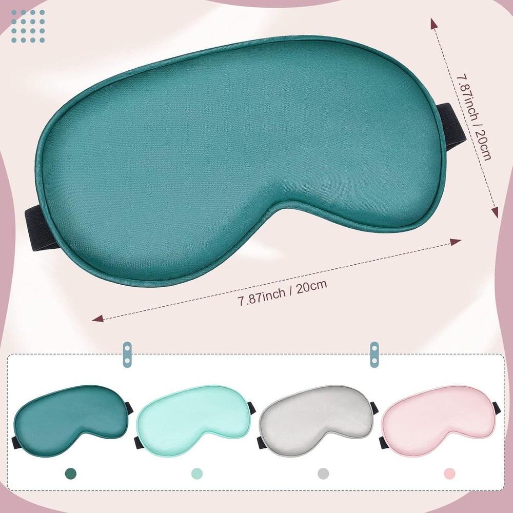4 Pcs Silk Sleep Eye Masks Smooth Soft Satin Eye Covers with Adjustable Strap...