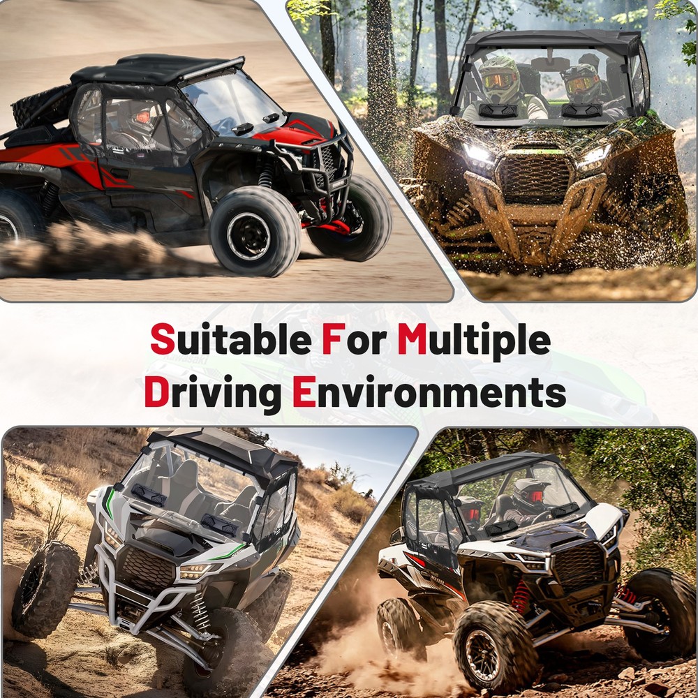 Vented Front Windshield & Soft Upper Doors for Kawasaki Teryx KRX 1000 2020-2025