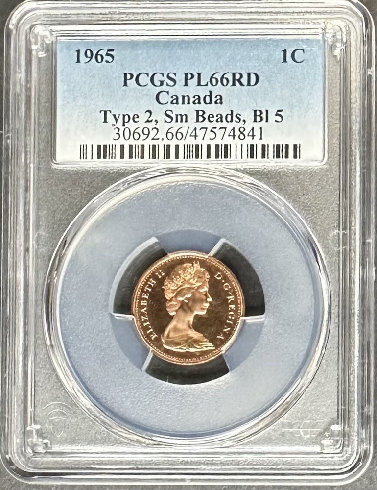 1965 Canada Type 2 One Cent PCGS PL-66 RD, Buy 3 Items, Get $5 Off!!