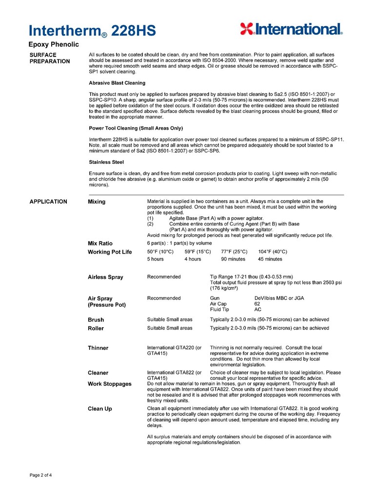 International Intertherm 228HS Part A Epoxy 1GL - Grey