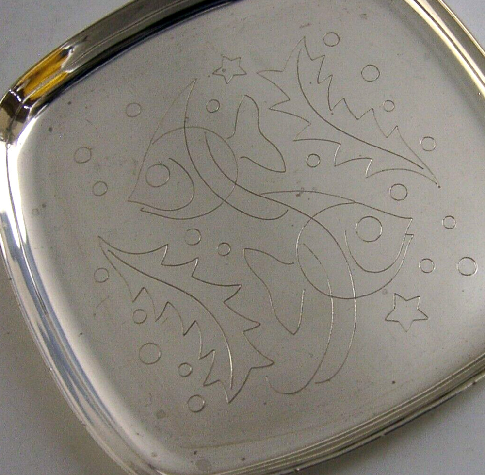 A E JONES SOLID STERLING SILVER FISH DISH 1960 GEOFFREY BELLAMY DESIGNED