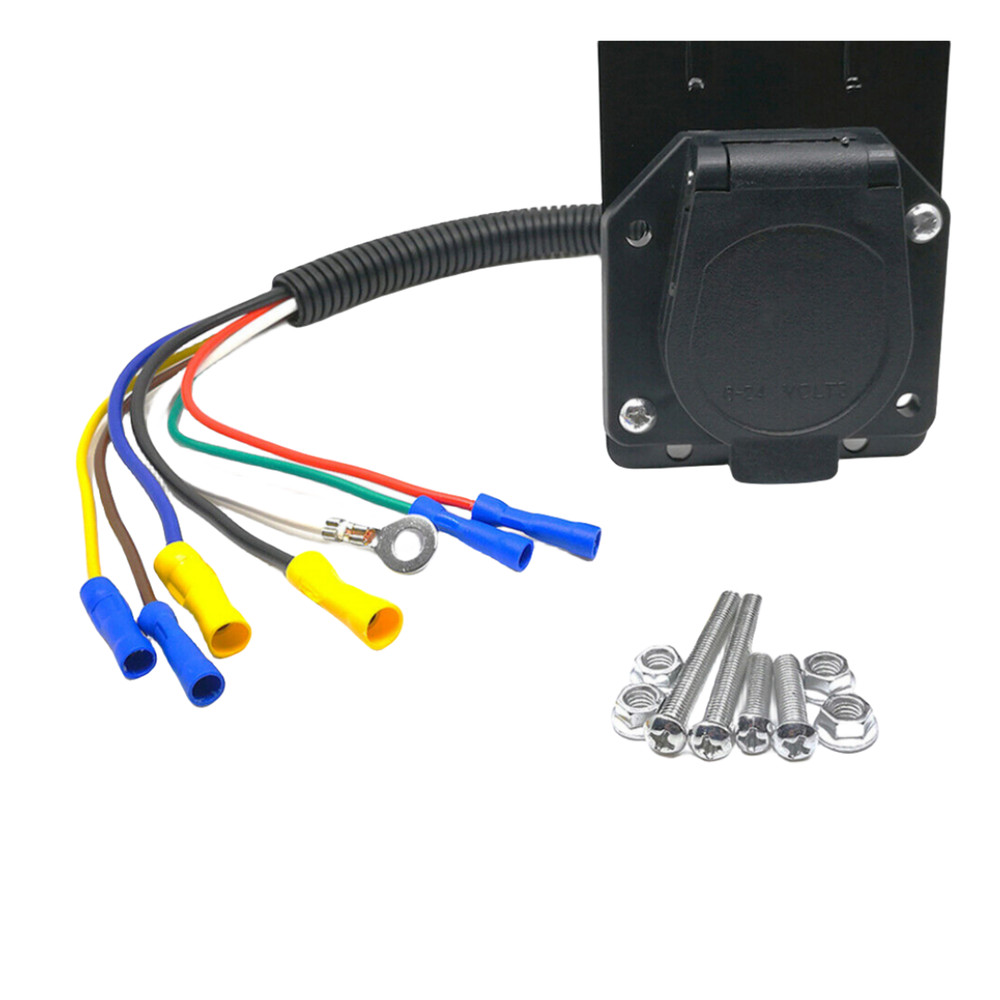 7Pin 7-Way RV-Style Trailer Connector Socket With Wiring Harness Adapte Assembly