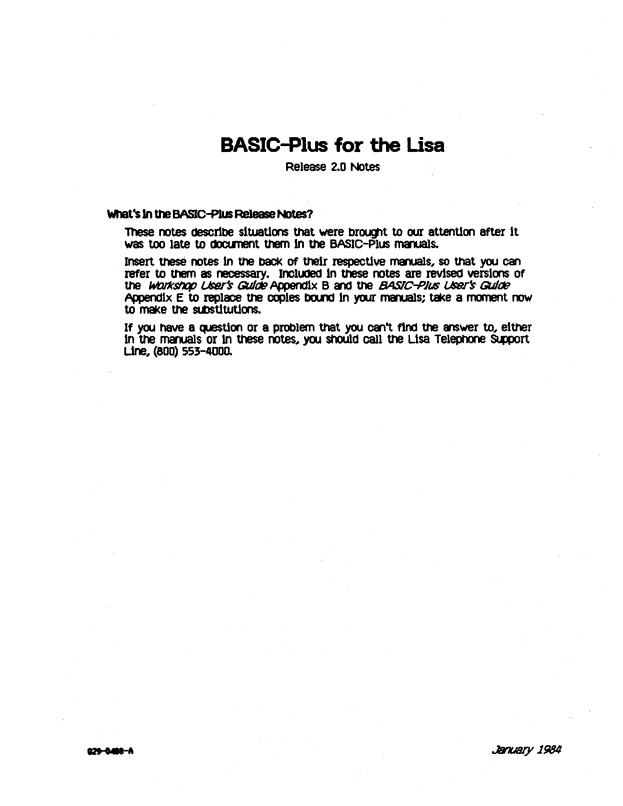 Apple Lisa BASIC-Plus 2.0 Language Jan 84 User's Guide PDF Copy 4G USB Stick