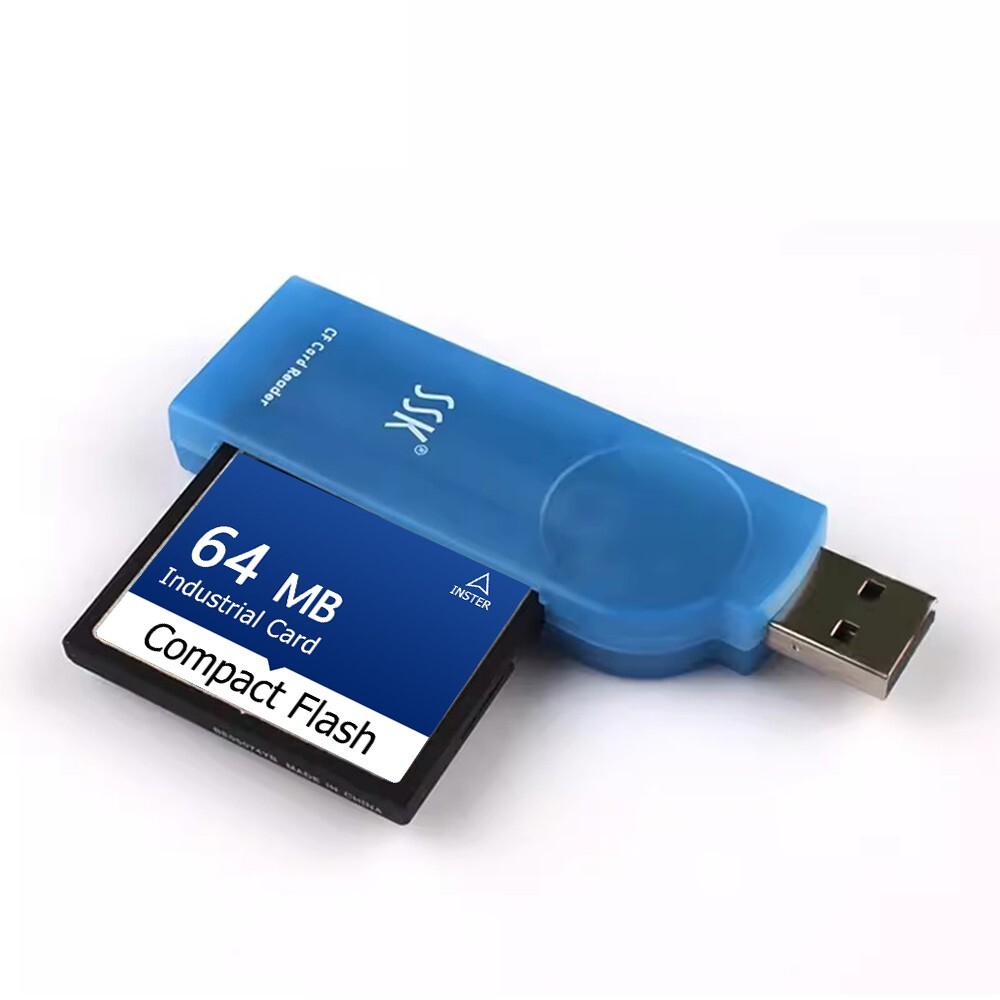 64MB CF Memory Card Compact Flash Card + CF-PCMCIA Adapter + SSK USB2.0 Reader