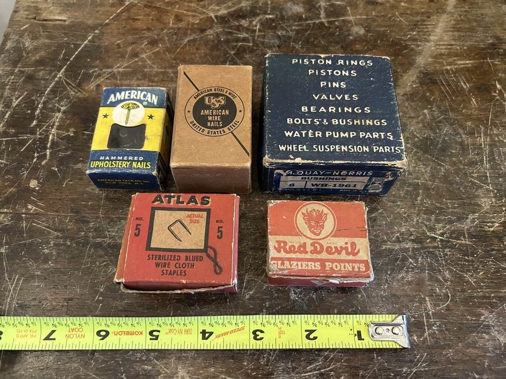 Vintage Hardware Boxes-Full-Nails, Staples Etc.