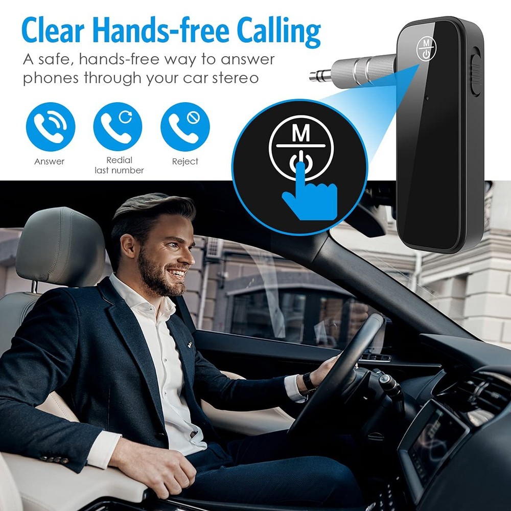 Aux Bluetooth Adapter for Car 2 in 1 with Display Bluetooth 5.0 Receiver