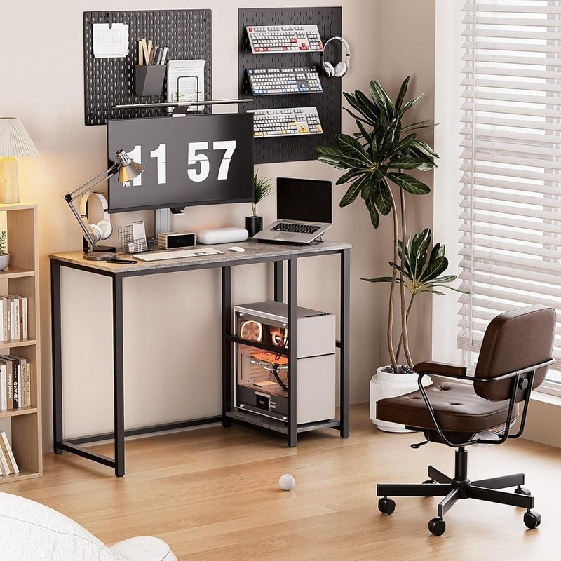 Compact Computer Desk W/ Adjustable Shelves Multi-functional Workstation New