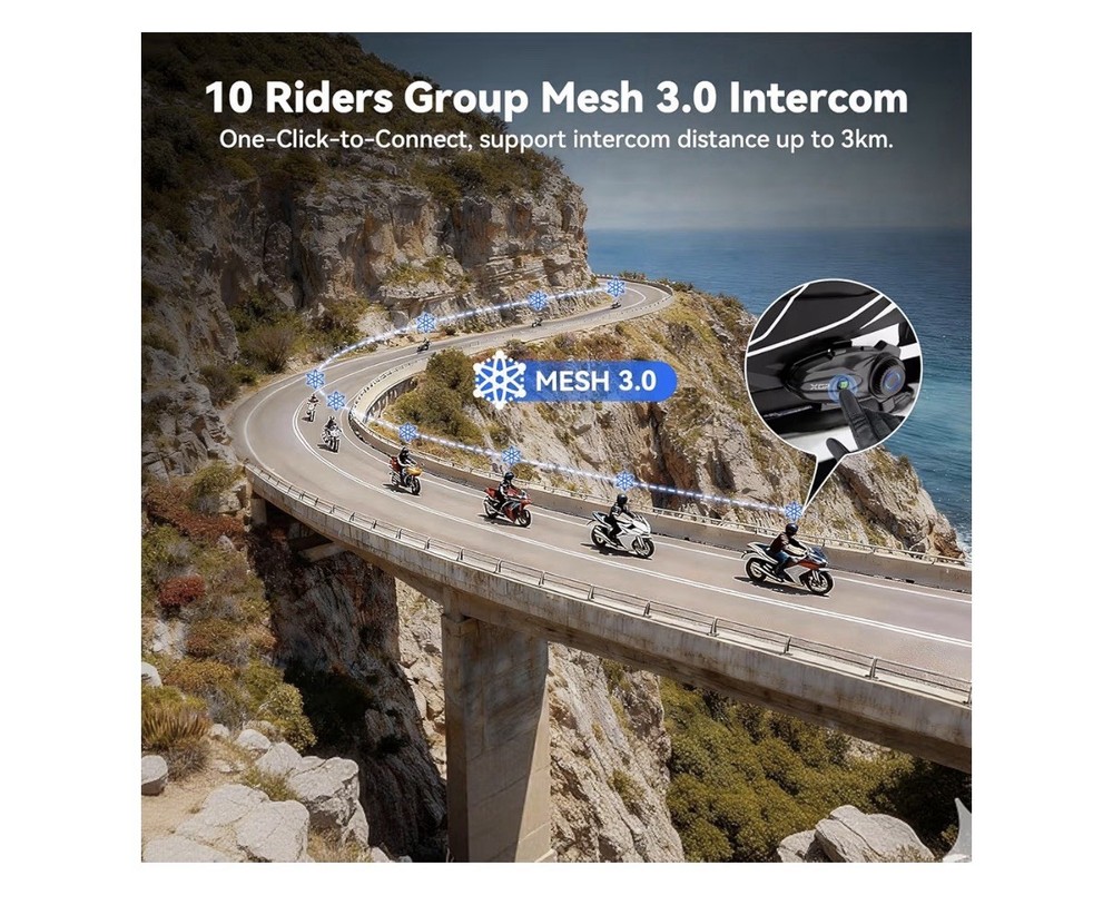XGP X10 10 Riders Group Mesh Motorcycle Intercom