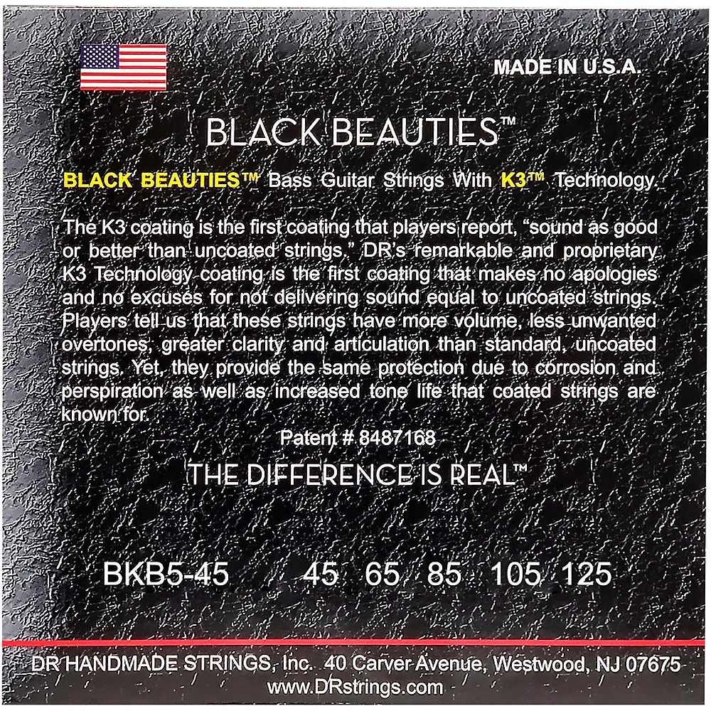 DR Strings Black Beauties Medium 5-String Bass Strings