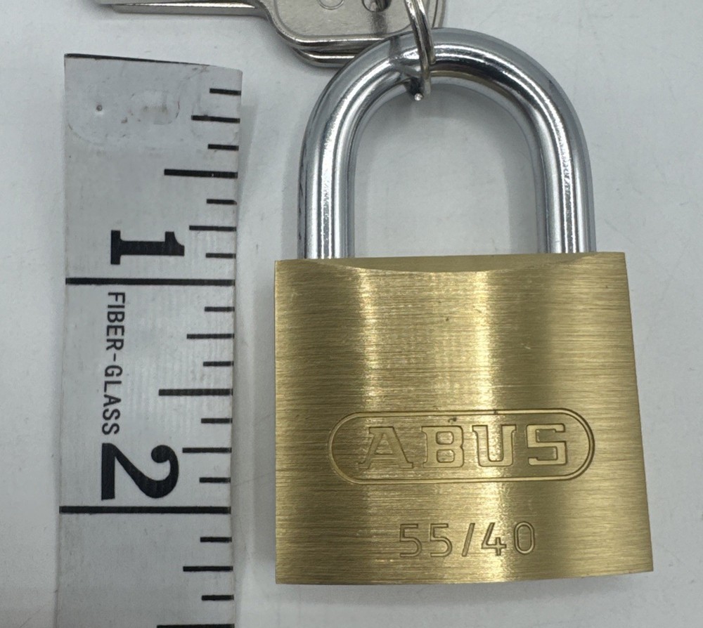 Abus 55/40 Kd Padlock, Keyed Different, Standard Shackle, Rectangular Brass