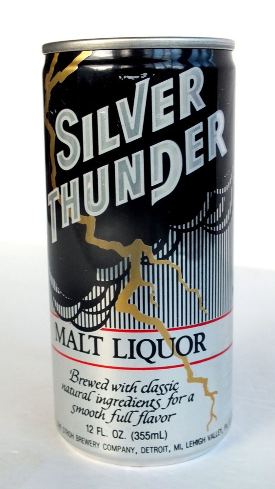 Stroh's Silver Thunder Malt Liquor - Empty Beer Can - Bottom Opened