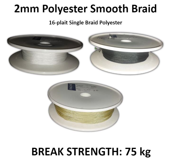 2mm Polyester Smooth Braid *PER 10 METRES* Venetian Blind Rope String Cord Line
