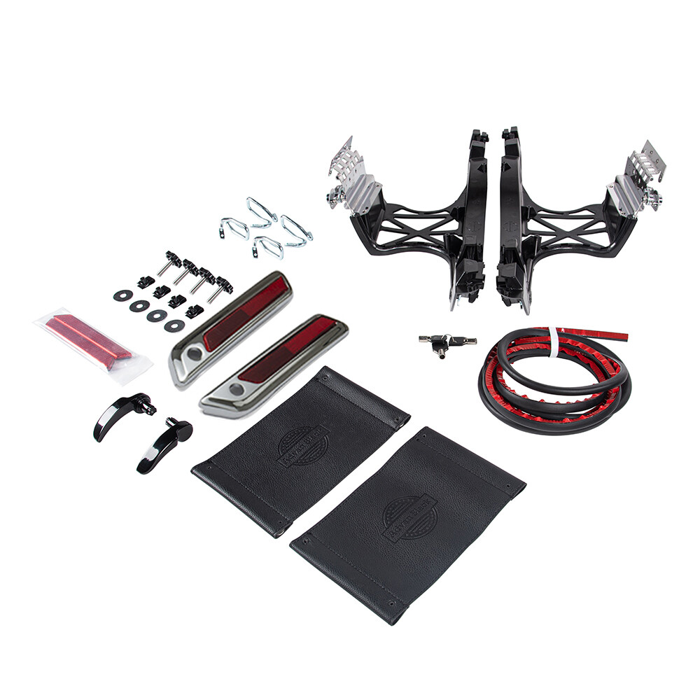 Vivid Black Stretched Saddlebag Conversion Kit Latch Hardware For 94-17 Softail