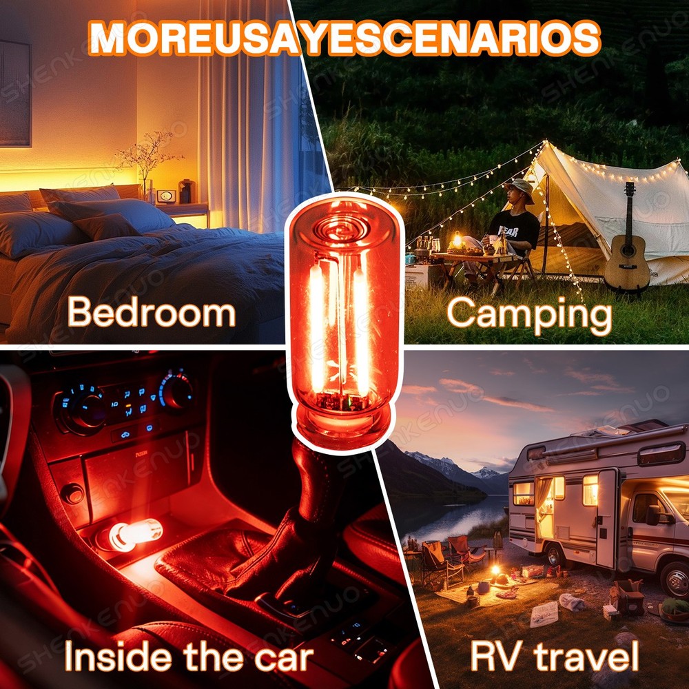 2 PCS Car USB Night Light Bulb, Touch Dimmable Car Interior Ambient red