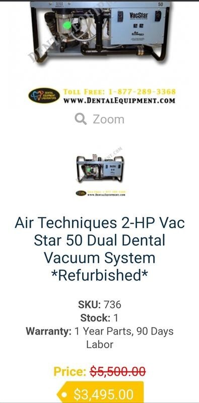 VacStar 50 Dental Vacuum System by Air Techniques (used)