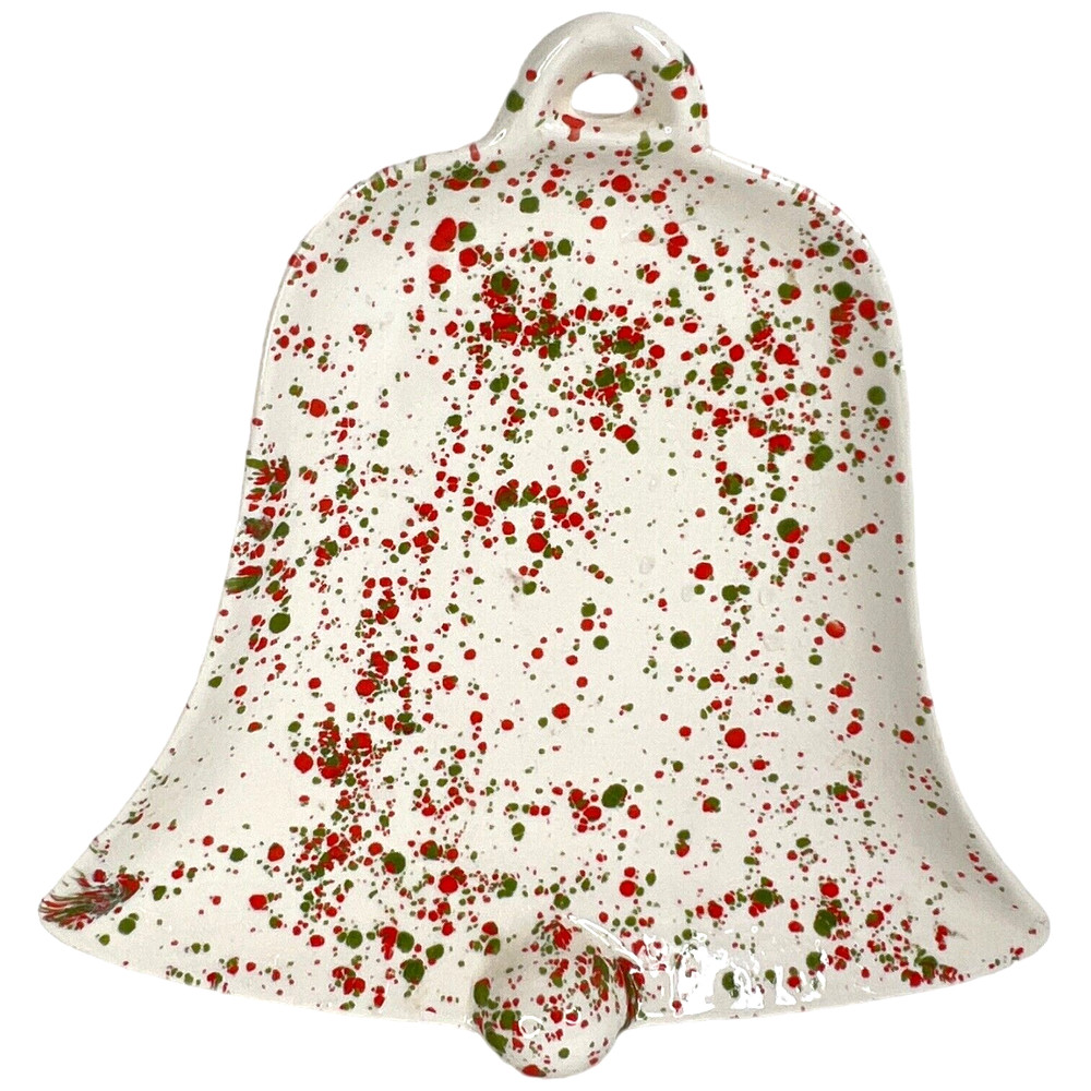 Atlantic Mold Ceramic Christmas Bell Plate Hand Made Dish Platter Splattered