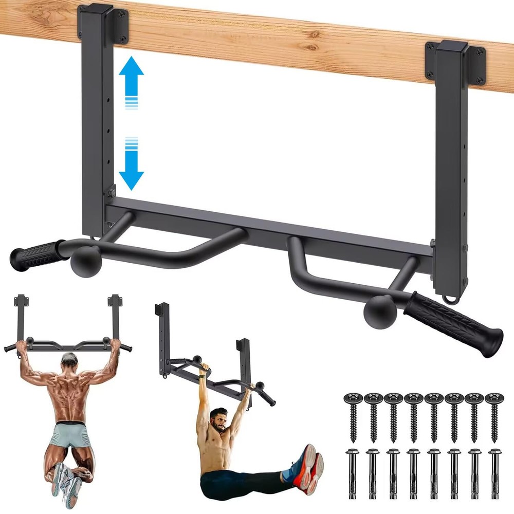 32" Ceiling Mounted Pull Up Bar - Heavy Duty, Highly Adjustable, Multifunctio...