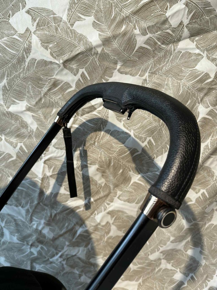 Cybex Priam V3/V4 stroller push handle cover, black leather