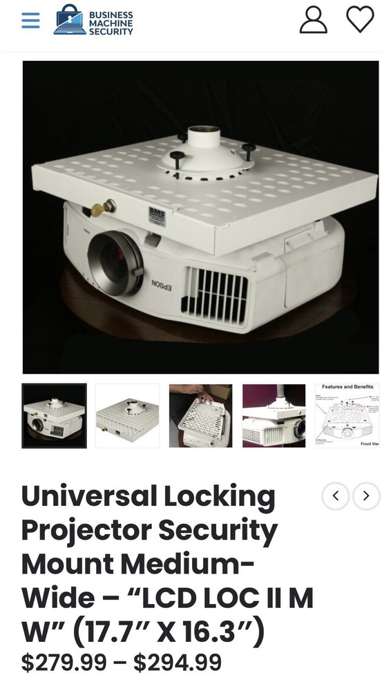 BMS Universal Locking Projector Security Mount Medium-Wide