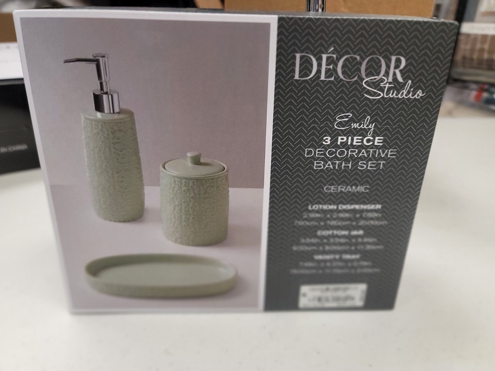 Decor Studio Emily 3-Pc. Bath Accessory Set - Aqua