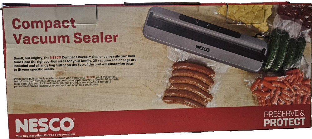 Nesco Space-Saving Vacuum Sealer Machine, Automatic One-Touch Food Sealer...