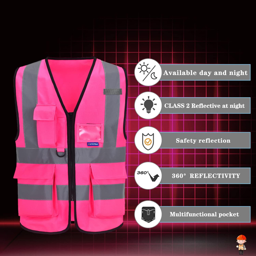 Women's Pink Reflective Safety Vest - Medium Size
