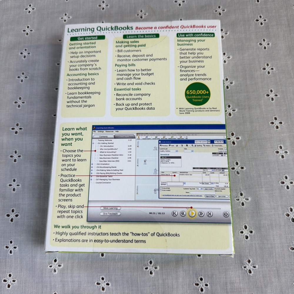 New Sealed Intuit Learning QuickBooks Training CD 2008