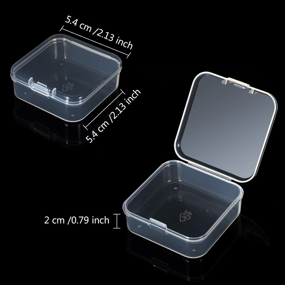 6 Pieces Mini Plastic Clear Beads Storage Containers Box
