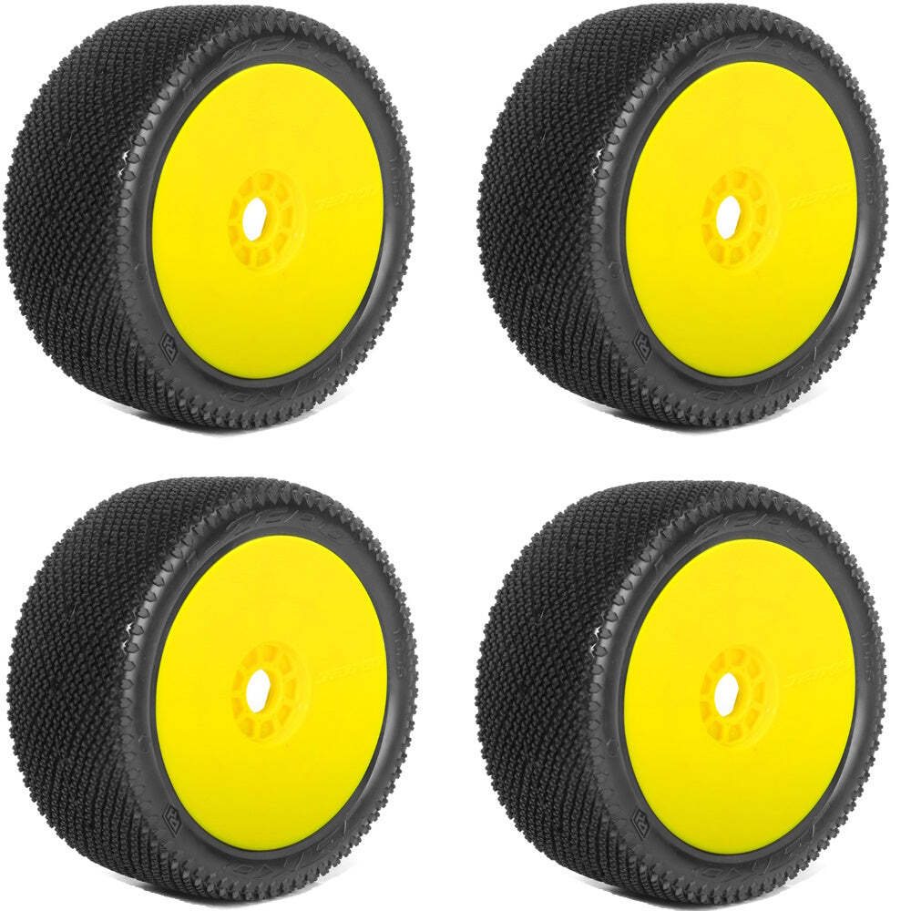Powerhobby J-Zero 1/8 Buggy Mounted Tires Yellow Dish Wheels (4) Medium Soft