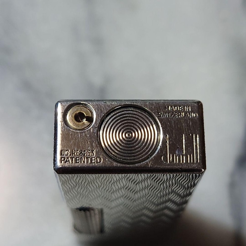 Vintage Dunhill Rolla Gas Lighter Silver Herringbone Working Condition