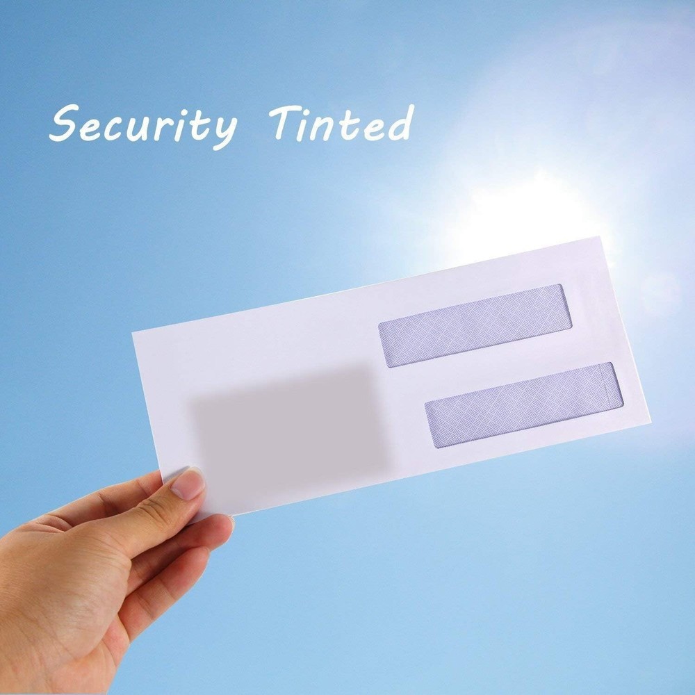 500 Pack Double Window Envelope SELF SEAL Adhesive Tinted Security Envelopes ...