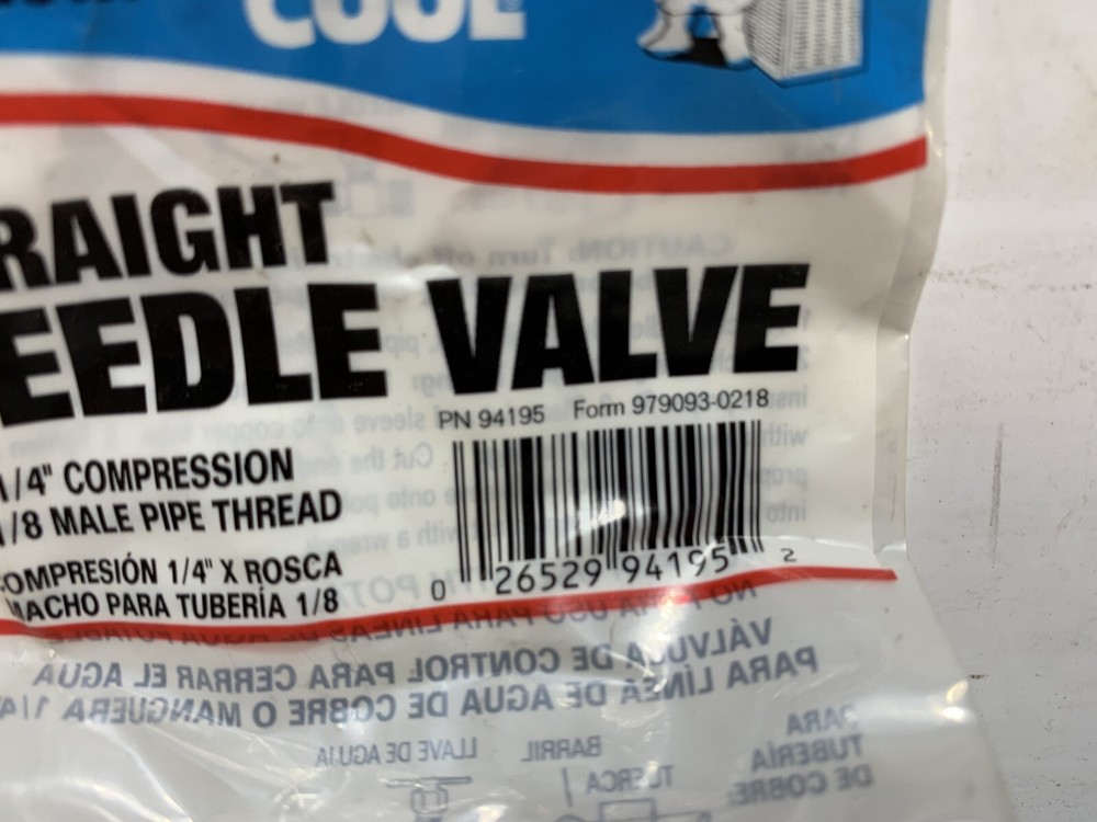 Dial 94195 Max Cool Straight Needle Valve 1/4" Compression