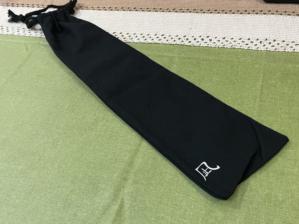 18" Black Canvas Drawstring Pouch Sheath - Japanese Character '凪'