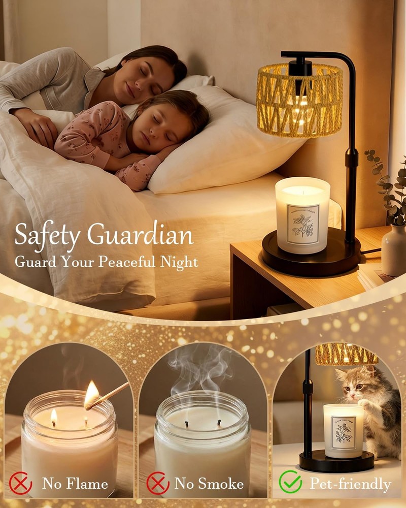 Candle Warmer Lamp, Timer Dimmable Candle Lamp, Adjustable Height and Brightn...