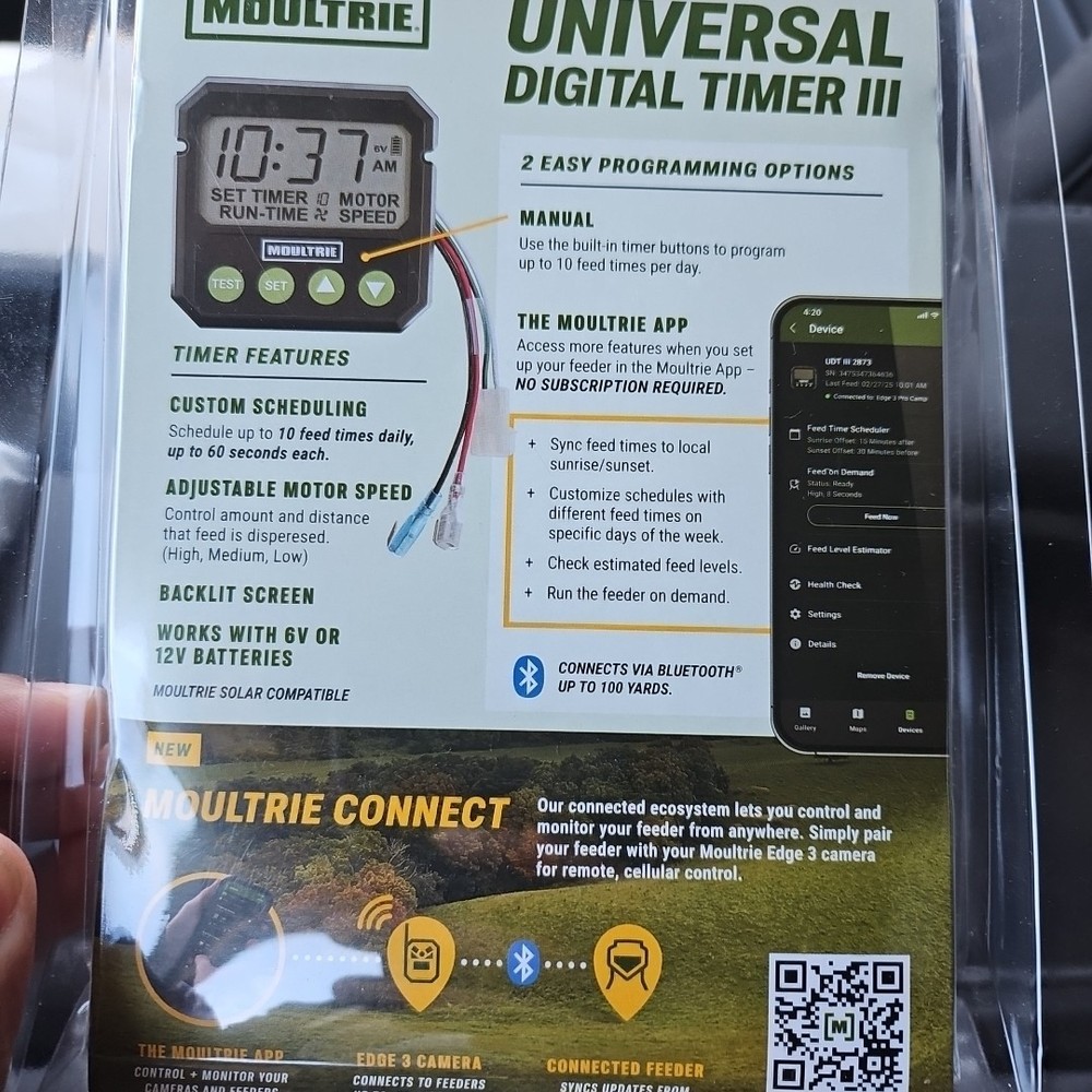 Moultrie Universal Digital Timer III Deer Feeder Timer, Bluetooth, 10 Feeds