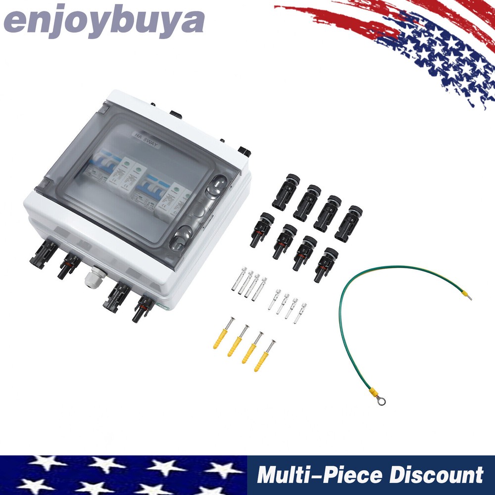 2 Strings Solar Combiner Box FIT Solar Panel Disconnect Switch Circuit Breaker