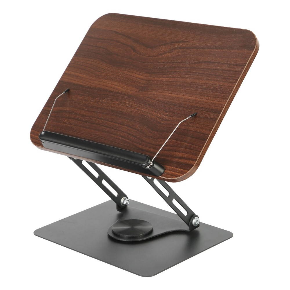 Foldable Book Stand Adjustable Height Book Holder Paper Clips with Rotating Base