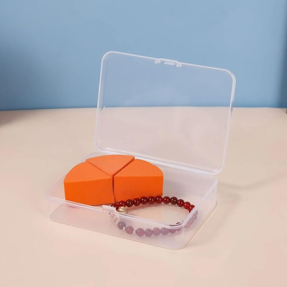 4-Pack Rectangular Plastic Storage Containers Box with Hinged Lid for Beads and