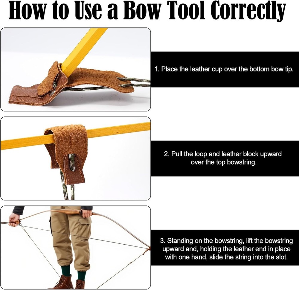 Leather Bow Stringing Tool with Non-Slip Grip - Pro Archery Accessory